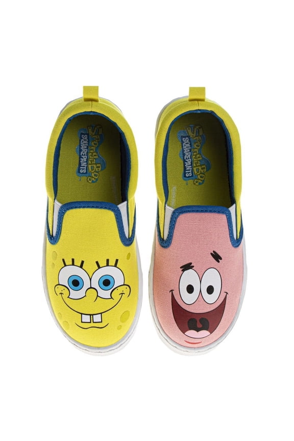 Spongebob Squarepants Spongebob And Patrick Slip On Low Top Canvas Sneakers. (Little Kids Big Kids)Yellow Blue, Size: 12