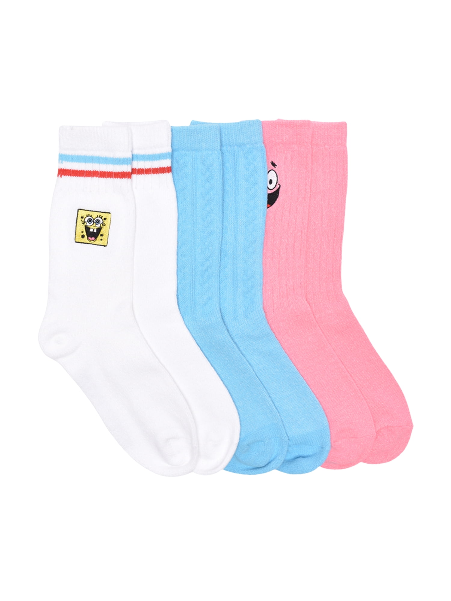 Nickelodeon SpongeBob Pants Women's' 3-Pack Boot Socks, Sock Size 9-11