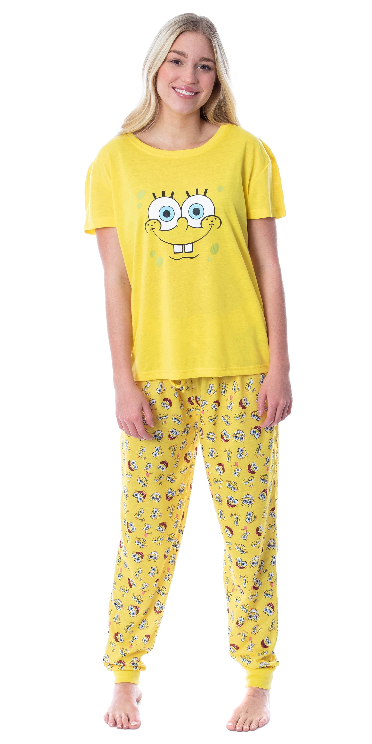 Nickelodeon SpongeBob SquarePants Womens Faces 2 Piece Jogger Pajama Set