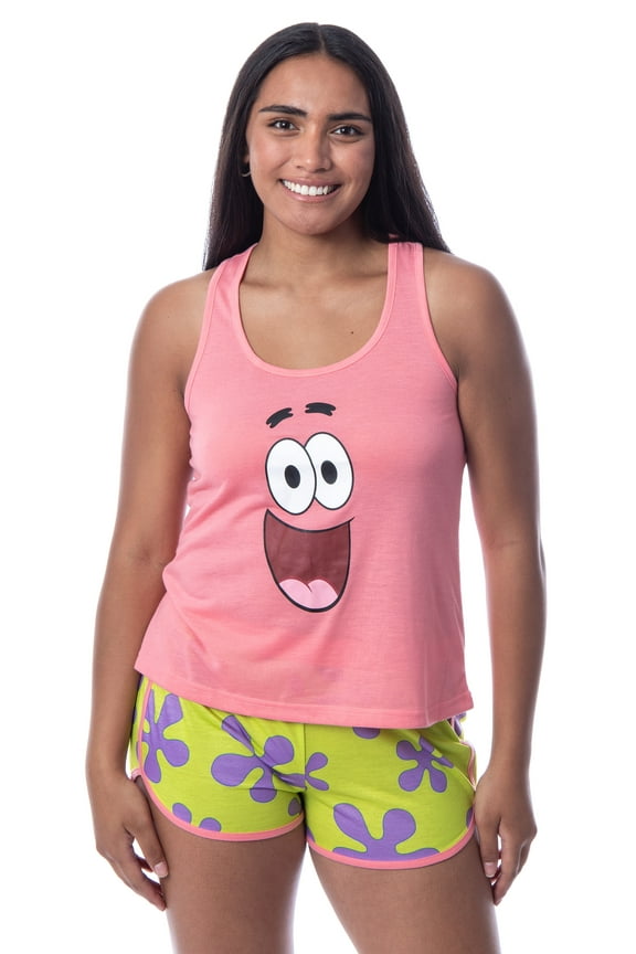 Nickelodeon SpongeBob SquarePants Patrick Star Women's 2 Piece Pajama Set Tank Top and Shorts Sleepwear Loungewear