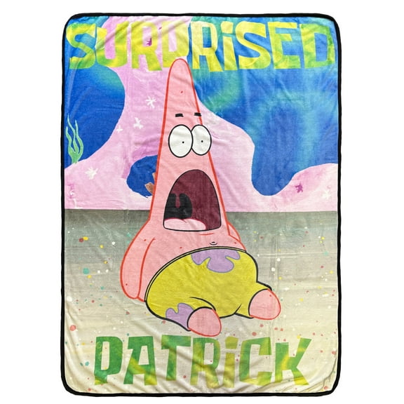 Nickelodeon SpongeBob Squarepants Blanket Suprised Patrick Design Plush Fleece Lap Throw 46" x 60"
