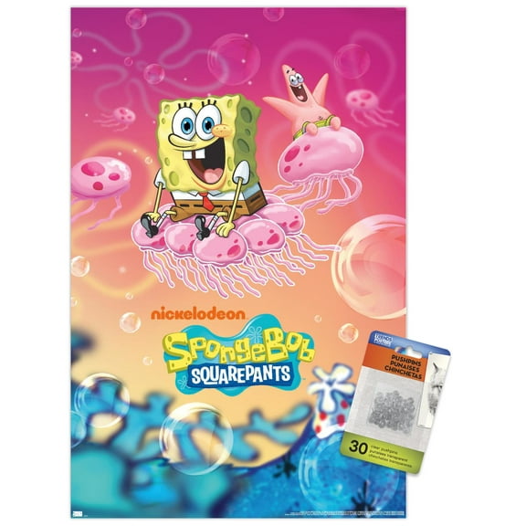 Nickelodeon SpongeBob - Water Fun Wall Poster with Push Pins, 14.725" x 22.375"