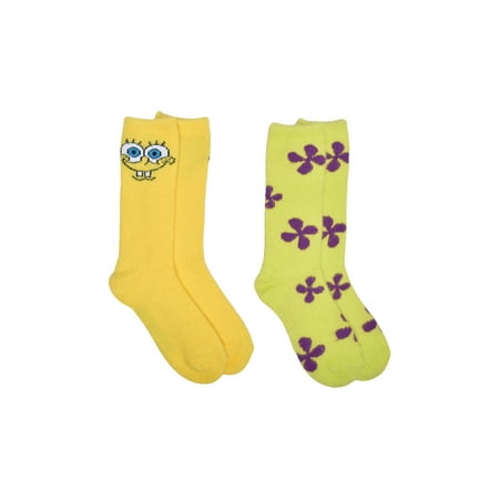 SpongeBob SquarePants Nickelodeon SpongeBob Women's' 2-Pack Boot Socks, Shoe Size 4-10
