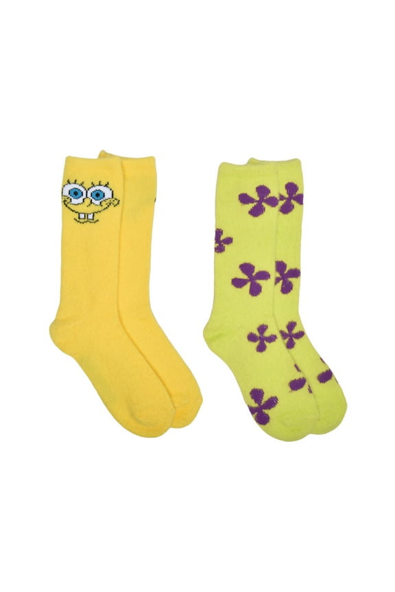 Nickelodeon SpongeBob Women's' 2-Pack Boot Socks, Shoe Size 4-10