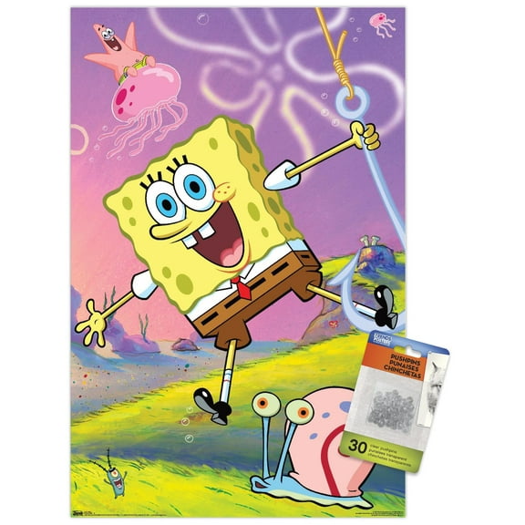 Nickelodeon Spongebob - 10 Wall Poster with Push Pins, 14.725" x 22.375"