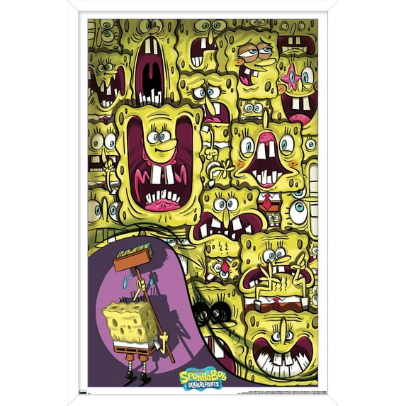 Nickelodeon Spongebob 25th - Faces Wall Poster, 14.725" x 22.375" Framed