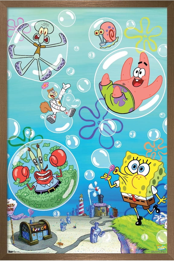 Nickelodeon Spongebob - Bubbles Wall Poster, 22.375" x 34", Framed