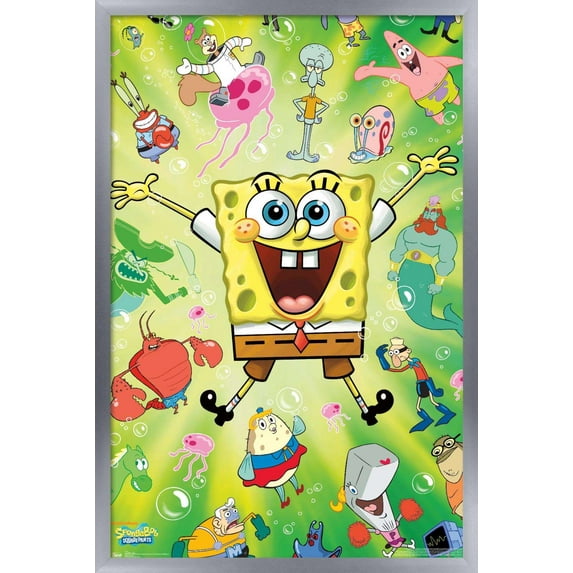 Nickelodeon Spongebob - Burst Wall Poster, 14.725" x 22.375", Framed