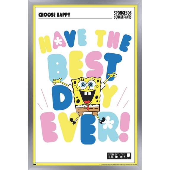Nickelodeon Spongebob - Choose Happy Wall Poster, 22.375" x 34" Framed