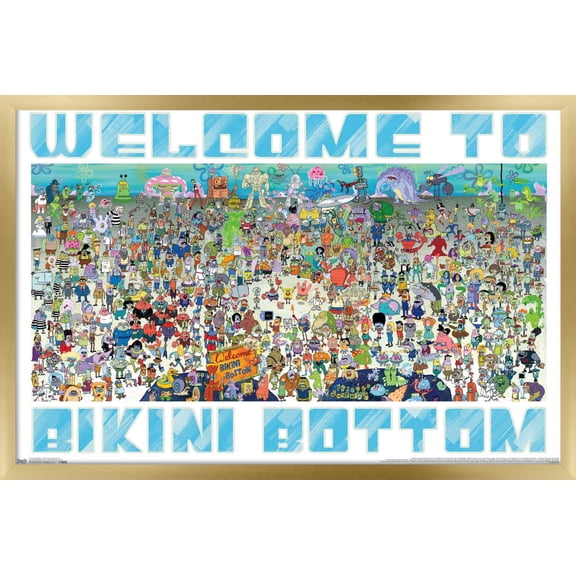 Nickelodeon Spongebob - Every Character Ever 19 Wall Poster, 14.725" x 22.375", Framed
