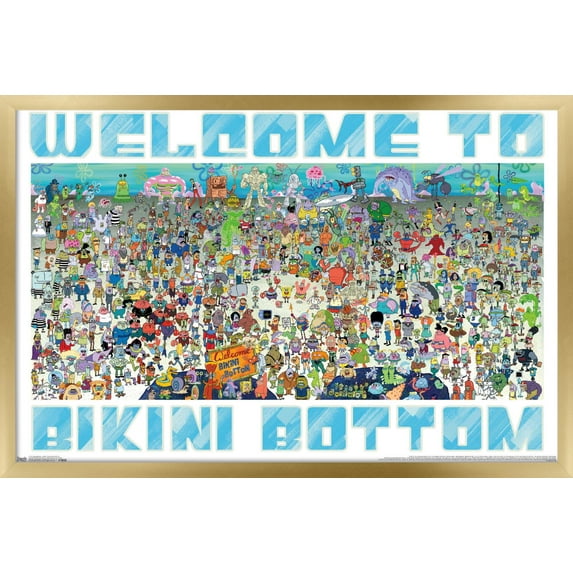 Nickelodeon Spongebob - Every Character Ever 19 Wall Poster, 22.375" x 34", Framed