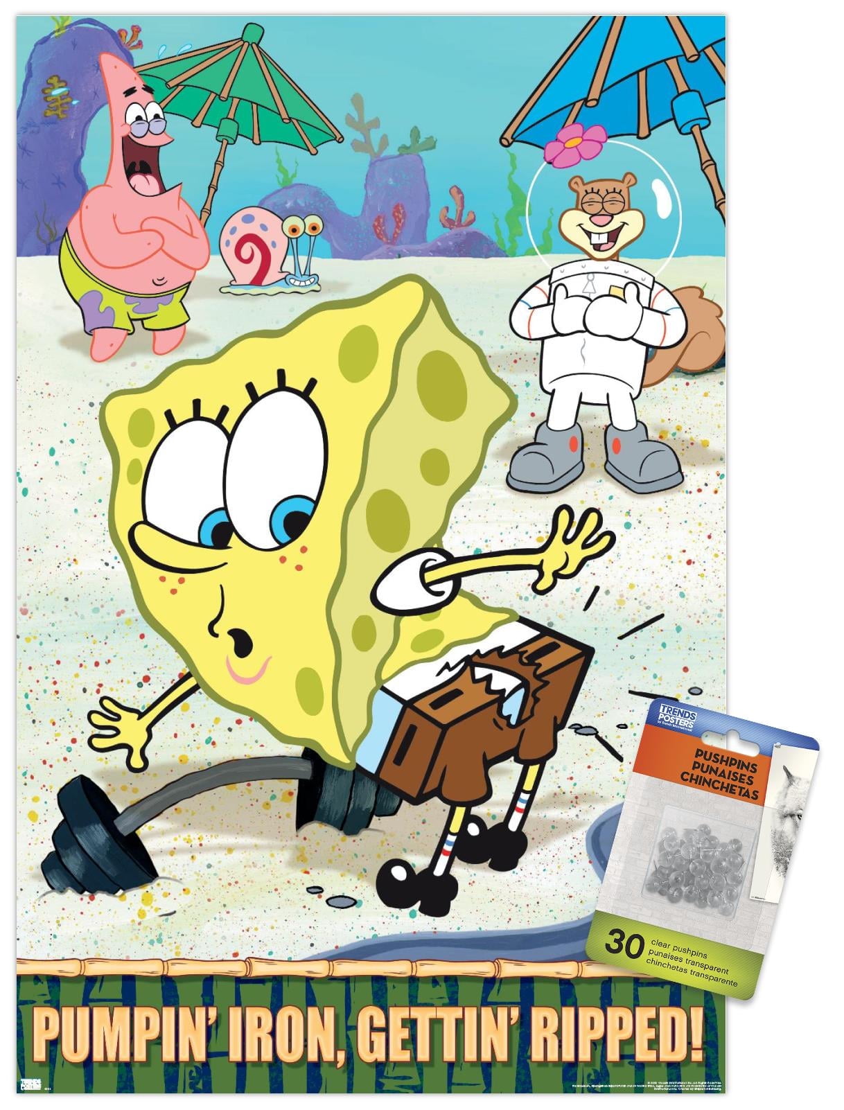 Nickelodeon Spongebob - Ripped Wall Poster with Push Pins, 14.725