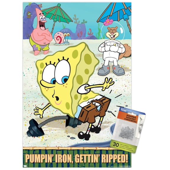 Nickelodeon Spongebob - Ripped Wall Poster with Push Pins, 14.725" x 22.375"