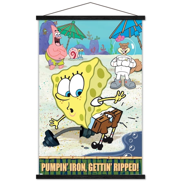 Nickelodeon Spongebob - Ripped Wall Poster with Wooden Magnetic Frame, 22.375" x 34"