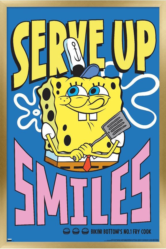 Nickelodeon Spongebob - Serve Up Smiles Wall Poster, 22.375" x 34" Framed