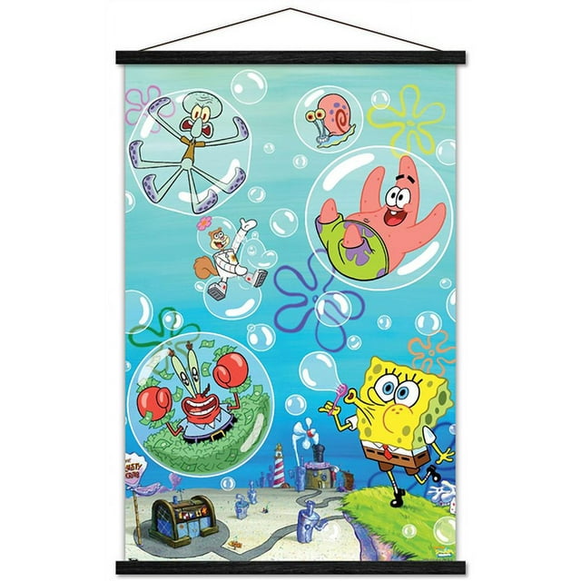 Nickelodeon Spongebob Squarepants - Bubbles Wall Poster with Magnetic Frame, 22.375" x 34"