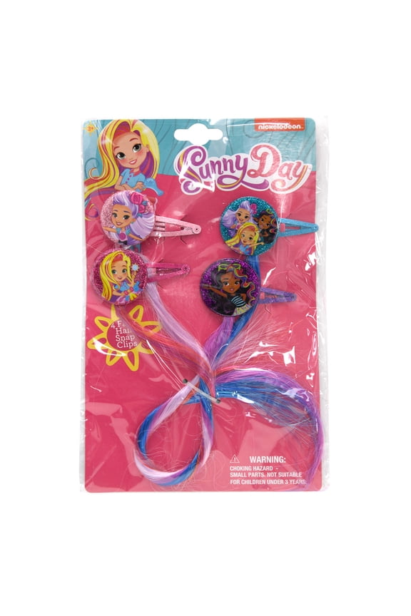 Nickelodeon Sunny Day Girls Snap Clip Barrettes with Faux Hair 4pc