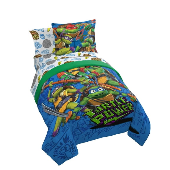 Nickelodeon TMNT Mutant Mayhem 7-Piece Full Size Kids Bed Set – Teenage Mutant Ninja Turtles Bedding