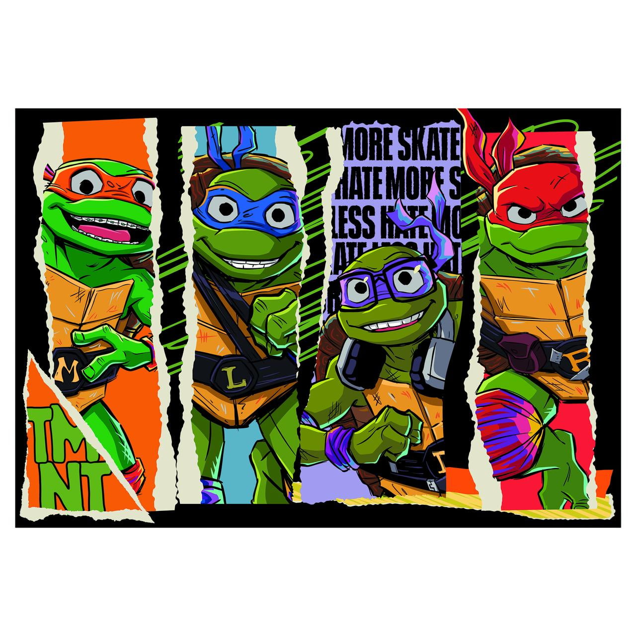 Nickelodeon TMNT Patchwork Youth Printed Multicolor Indoor Area Rug, 4x6