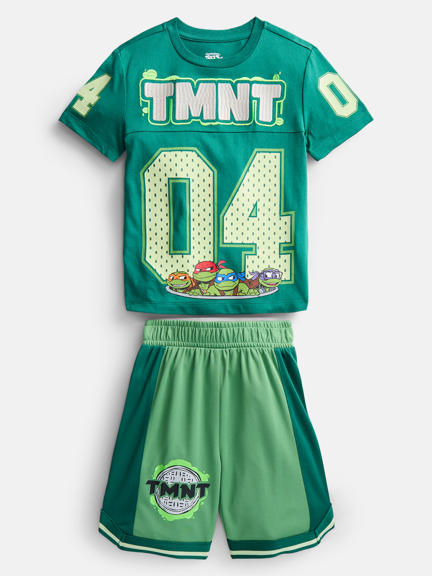 Nickelodeon TMNT Short Sleeve Tee With Embroidered Logo Matching Basketball Short Set Sizes XS 4 5 L 10 12: Reviewed for Real Life