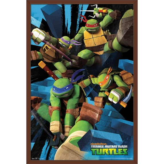 Nickelodeon Teenage Mutant Ninja Turtles - Attack Wall Poster, 22.375" x 34", Framed