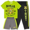 thumbnail image 1 of Nickelodeon Teenage Mutant Ninja Turtles Boys 3-Piece Pants Set - Short Sleeve Tee, Shorts, & Jogger TMNT 3-Pack Bundle Set (Size 5-4T), 1 of 12