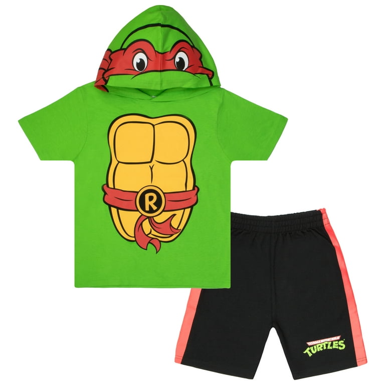 Nickelodeon Teenage Mutant Ninja Turtles Boys Character Costume 2-Piece  Set, Short Sleeve Hoodie Tshirt & Shorts 2-Pack Bundle Set for Toddlers