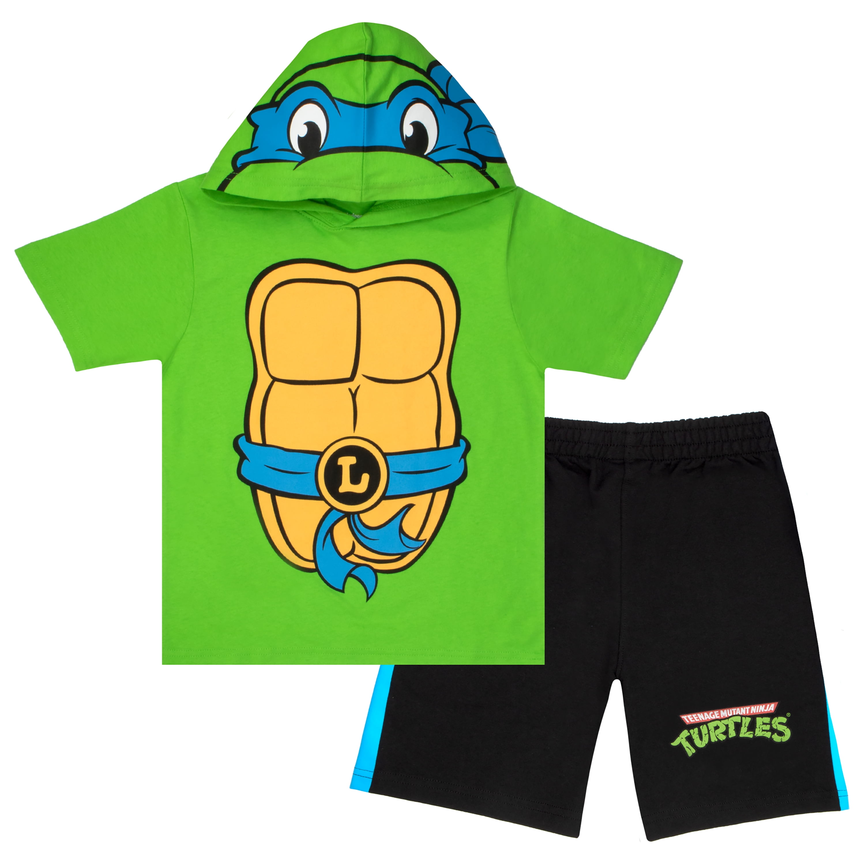 Nickelodeon Teenage Mutant Ninja Turtles Boys Character Costume 2-Piece  Set, Short Sleeve Hoodie Tshirt & Shorts 2-Pack Bundle Set for Toddlers 