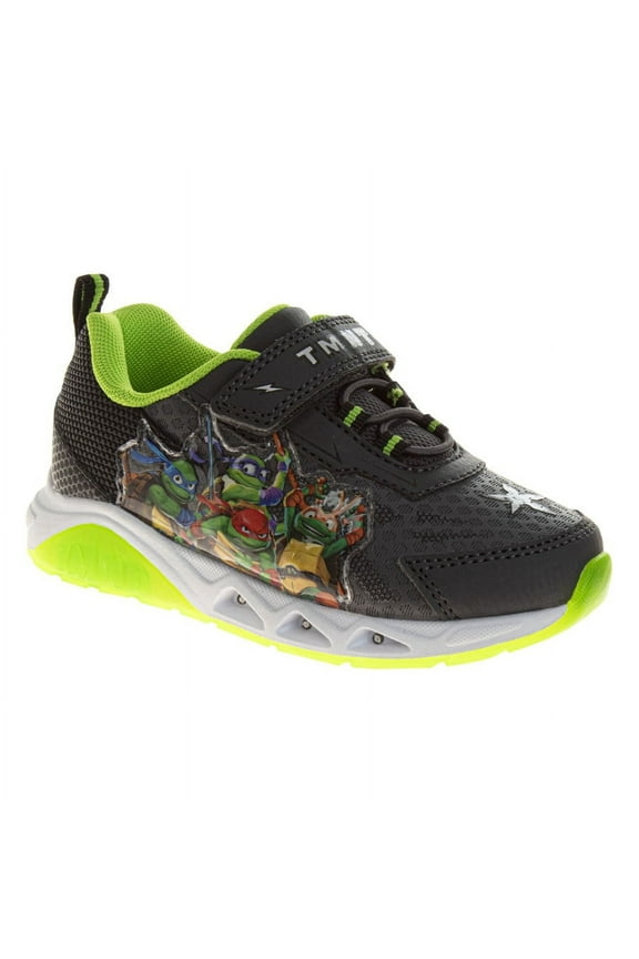Teenage Mutant Ninja Turtles Boys Light Up Sneakers. (Toddler Little Kids), Black Lime, 7