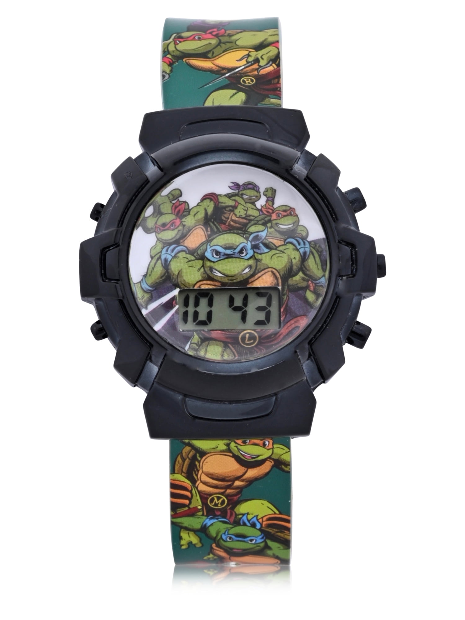 Nickelodeon Teenage Mutant Ninja Turtles Child Unisex LCD Watch Light-Up Dial Silicone Strap (tmr4103wm), Kids Unisex, Black