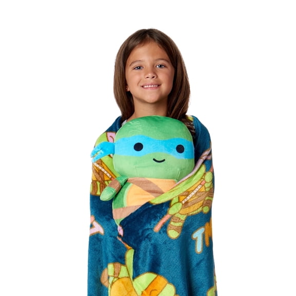 Nickelodeon Teenage Mutant Ninja Turtles Cute Leo Silk Touch Throw Blanket and Plush Character Hugger Set – Ultra Soft Plush Character Pillow for Kids