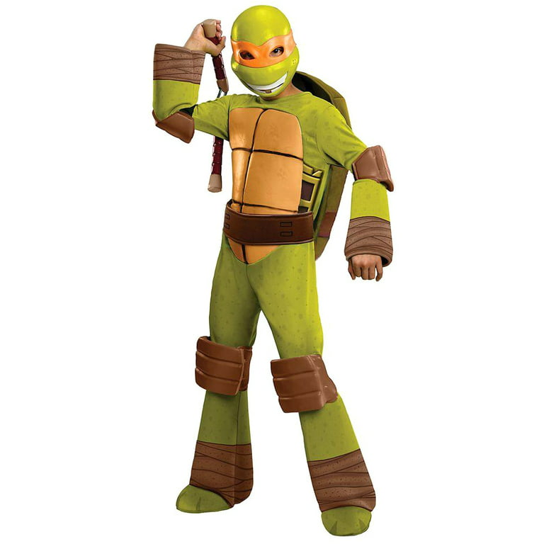Nickelodeon Teenage Mutant Ninja Turtles Deluxe Michelangelo Boy's  Halloween Fancy-Dress Costume for Child, S 