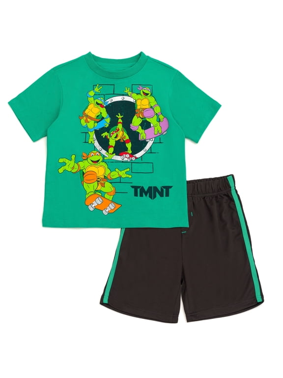 Teenage Mutant Ninja Turtles Donatello Raphael Leonardo T-Shirt and Mesh Shorts Outfit Set Toddler to Big Kid