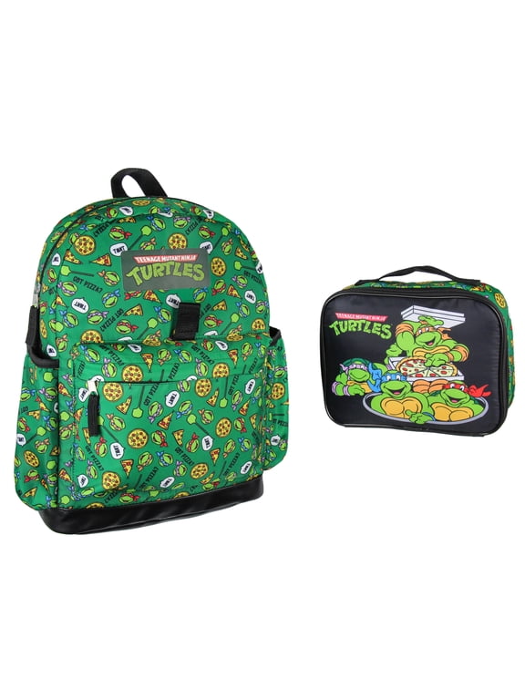 Nickelodeon Teenage Mutant Ninja Turtles Got Pizza? Leonardo Raphael Donatello Michelangelo 2 Pc Lunch Box Backpack Set 16"