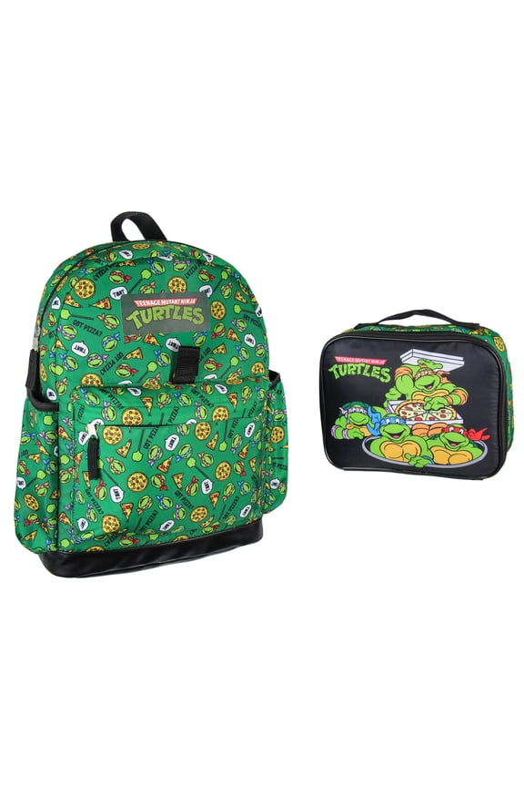 Nickelodeon Teenage Mutant Ninja Turtles Got Pizza? Leonardo Raphael Donatello Michelangelo 2 Pc Lunch Box Backpack Set 16"