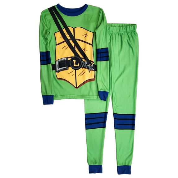 Nickelodeon Teenage Mutant Ninja Turtles Leonardo Sleepwear Set with Mask (Boy's 12), Green 3-Pack