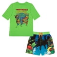 thumbnail image 1 of Nickelodeon Teenage Mutant Ninja Turtles Mutant Mayhem Boy’s 2-Piece Swimsuit Set, Short Sleeve Rash Guard & Swim Trunks 2-Pack Bundle Set for Kids (Size 4-12), 1 of 9