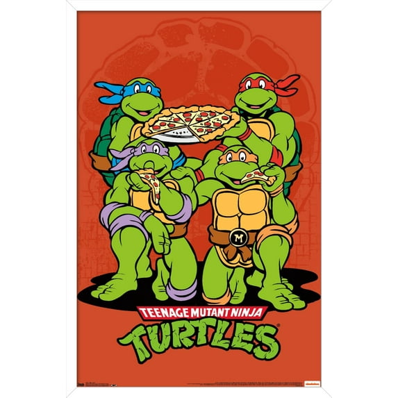 Nickelodeon Teenage Mutant Ninja Turtles - Pizza Wall Poster, 14.725" x 22.375", Framed