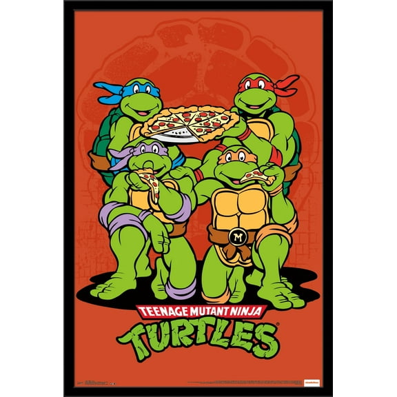 Nickelodeon Teenage Mutant Ninja Turtles - Pizza Wall Poster, 22.375" x 34", Framed