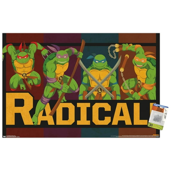 Nickelodeon Teenage Mutant Ninja Turtles - Radical Wall Poster with Push Pins, 22.375" x 34"