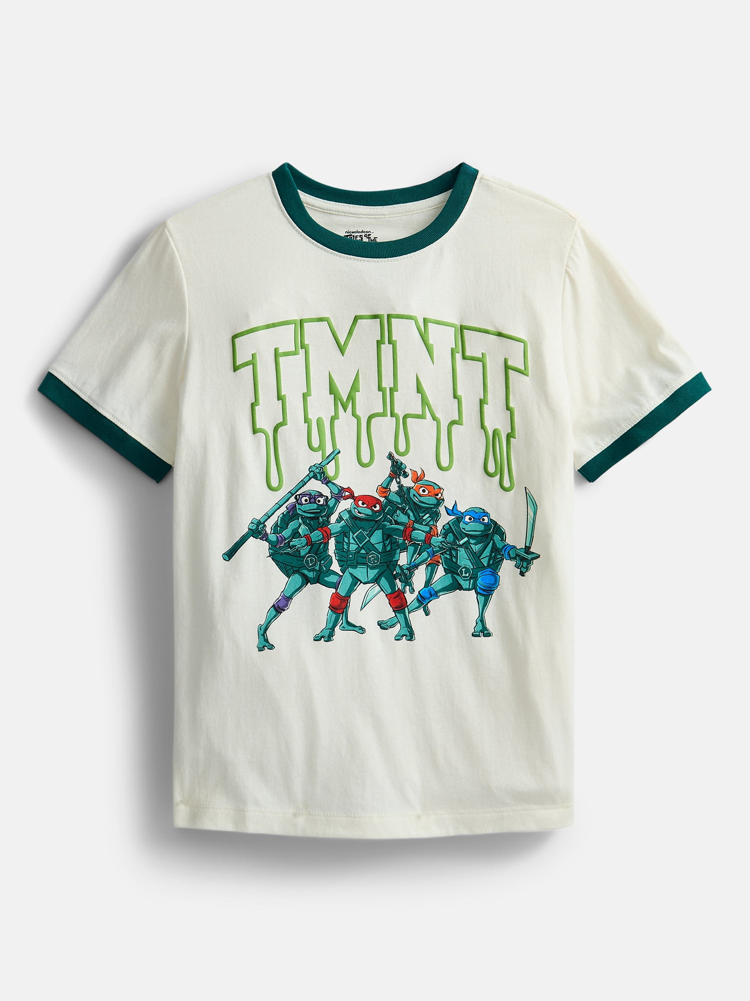 Nickelodeon Teenage Mutant Ninja Turtles Ringer T-shirt with Puff Ink Sizes XS 4/5-XXL18/20