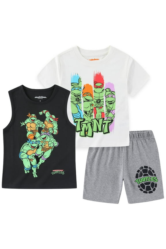 Nickelodeon Teenage Mutant Ninja Turtles T-Shirt Tank Top and Shorts Set (Boys), 3 Piece Set, Sizes 3T-12