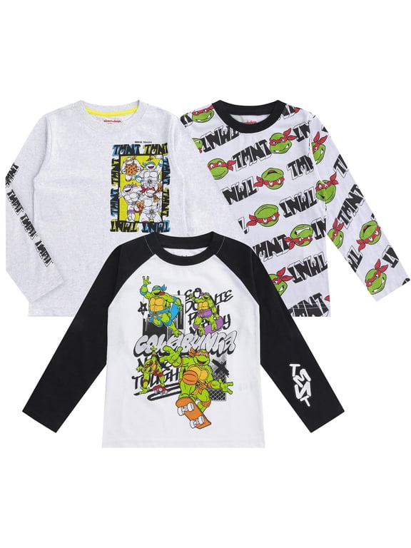 Nickelodeon Teenage Mutant Ninja Turtles Long Sleeve Shirt (Boys), 3 Pack, Sizes 4-16