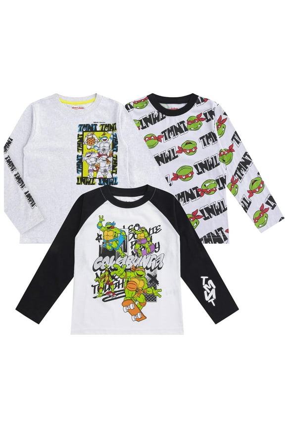Nickelodeon Teenage Mutant Ninja Turtles Long Sleeve Shirt (Boys), 3 Pack, Sizes 4-16
