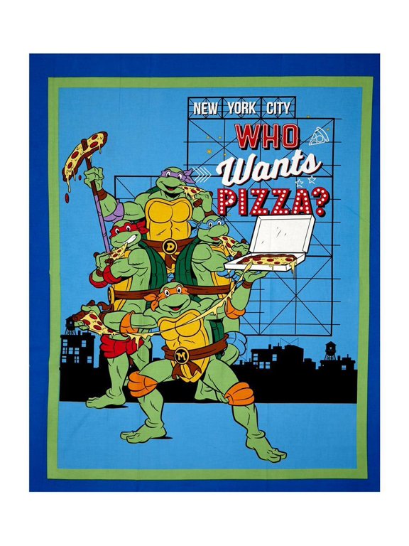 Nickelodeon Teenage Mutant Ninja Turtles TMNT Retro Who Wants Pizza 63247 Springs Creative 100% Cotton Fabric By The Panel 35" x 43"