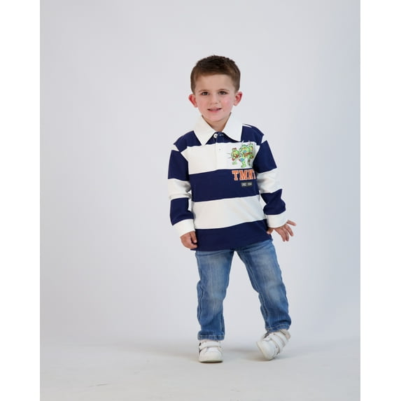 Nickelodeon Teenage Mutant Ninja Turtles Toddler Boy Long Sleeve Rugby Polo Shirt, Sizes 2T-5T