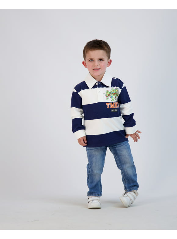 Nickelodeon Teenage Mutant Ninja Turtles Toddler Boy Long Sleeve Rugby Polo Shirt, Sizes 2T-5T
