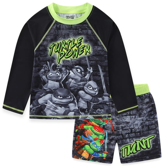 Nickelodeon Teenage Mutant Ninja Turtles UPF 50+ Rash Guard and Swim Trunks Swimsuit Set (Boys), 2 Piece Set, Sizes 4-12