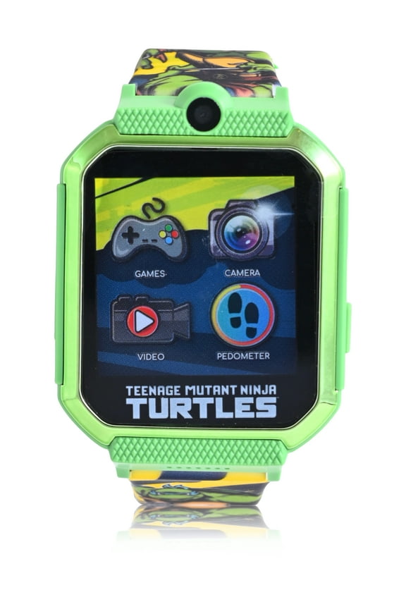 Teenage Mutant Ninja Turtles Unisex Touchscreen Smart Watch with Silicone Strap and Metallic Green Case 42MM