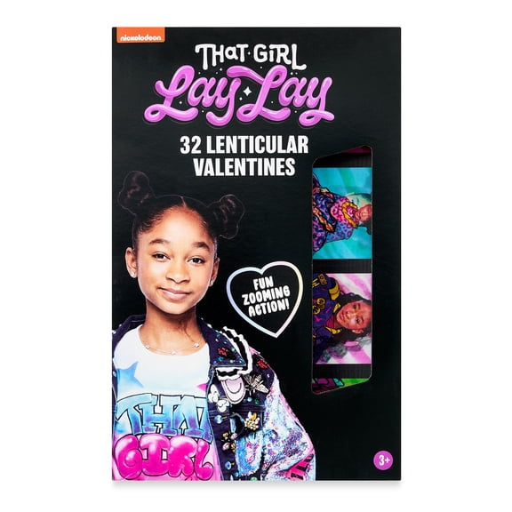 Nickelodeon That Girl Lay Lay Valentine's Day Cards, 3 Stage Lenticular, 32 Count, Kiddie Cards